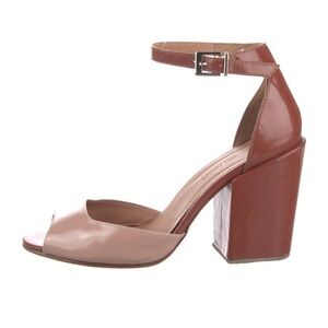 Rachel Comey / coppa colorblock two tone nude  brick red  patent sandal heel 9